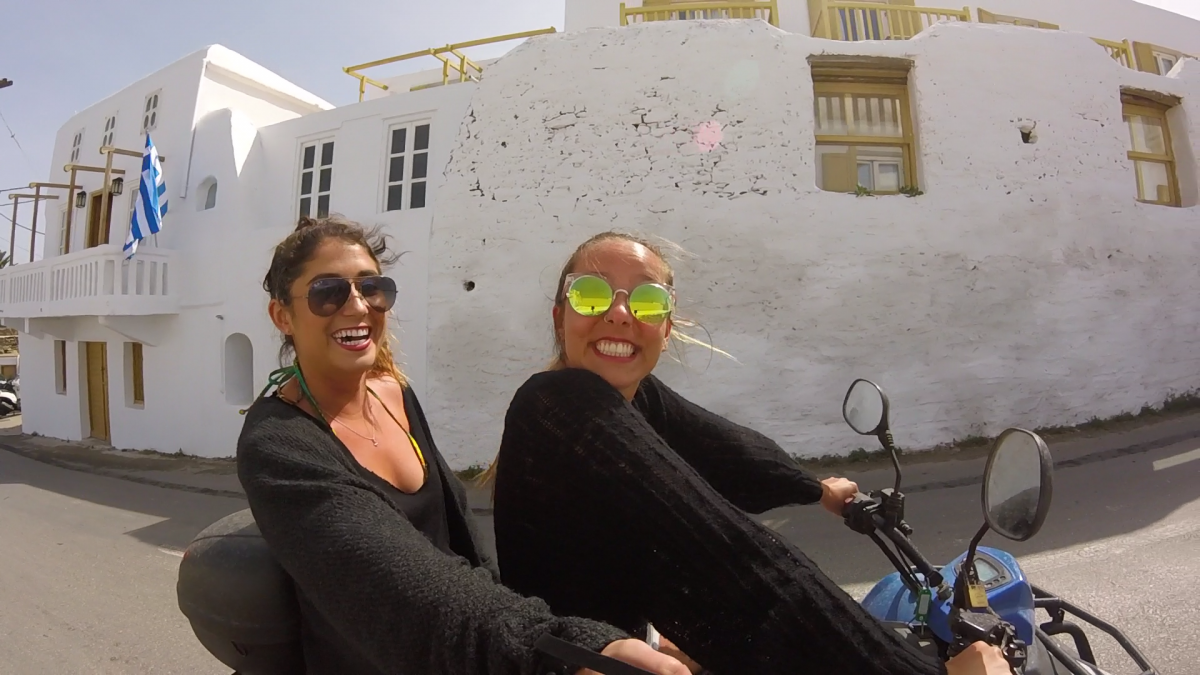 cruising around Mykonos on ATV's  